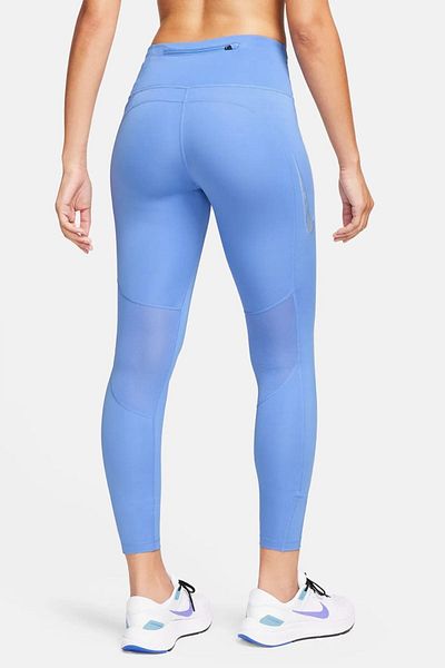 Nike Dri Fit Fast Mid Rise 7/8 Tight Hbr Leggings de antrenament pentru alergare cu 3 buzunare pentru femei, albastru