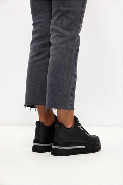 diclepolat Black Stone - Thick Sole Lace-Up Women's Sneakers Lola