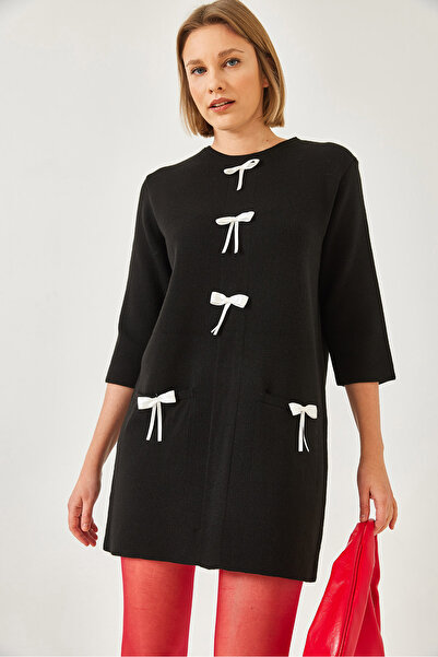 Bianco Lucci Γυναικείο φιόγκο με λεπτομέρειες πλεκτό φόρεμα 20247565