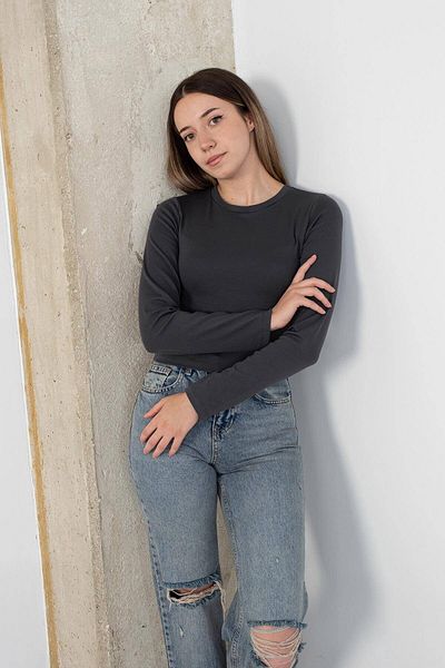 Addax Μπλούζα Crew Neck Basic Crop B15385-w8