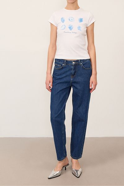 Addax High Waist Mom Jean Trousers Pn5862-1-pns