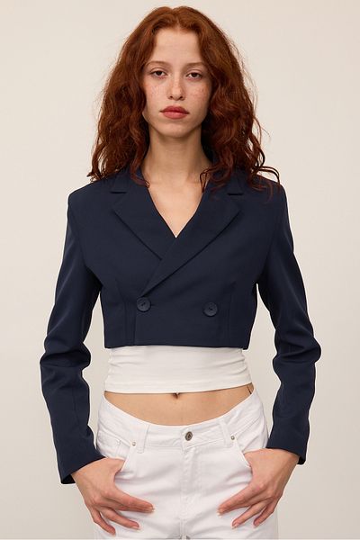 Addax C7208-Z14 Model Crop Blazer Jacket
