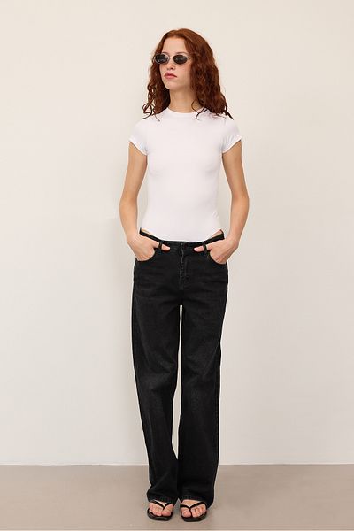Addax High Waist Wide Leg Jeans - Pn8575-Pnk