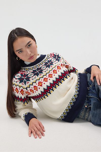 Addax Crew Neck Long Sleeve Patterned Knitwear Sweater K3311-D13