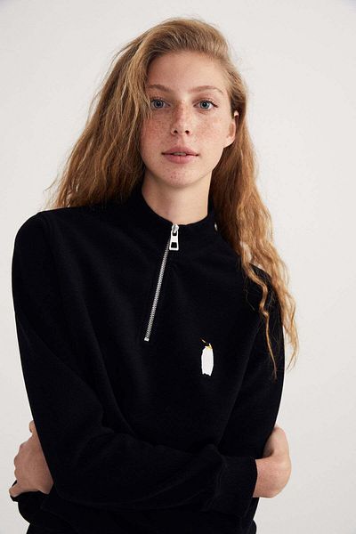 WWF Market Φούτερ Emperor Penguin Supersoft Quarter-zip - Μαύρο