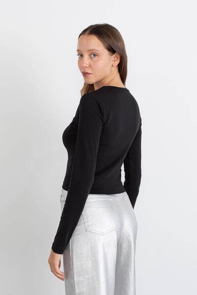 Addax Crew Neck Basic Crop Blouse B15385-w8