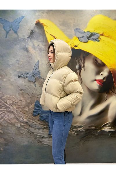 NEW JACHETĂ PUFĂ SCURTĂ CU GLUGĂ