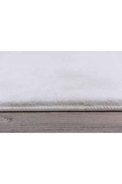 Enva Home White Long Furry Prayer - Washable Plush, Overlock, Non-Slip Base