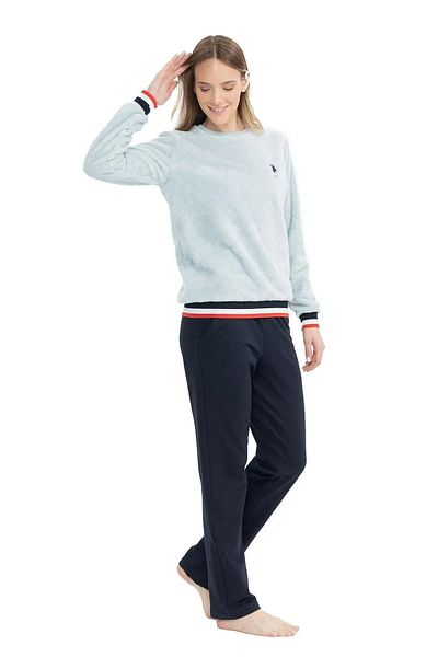 U.S. Polo Assn. ΒΑΣΗ. Polo Assn. 17079 - Γυναικεία γαλάζια μακρυμάνικη φόρμα Welsoft