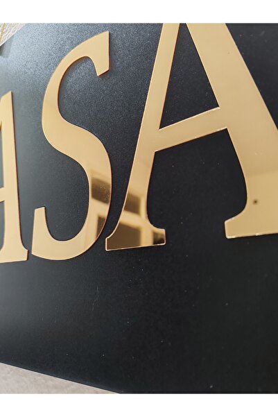 Pleksibu KASA YAZILI SİYAH MDF ÜZERİ  GOLD AYNALI PLEKSİ YAZILI YÖNLENDİRME LEVHASI TABELA 50X30 CM