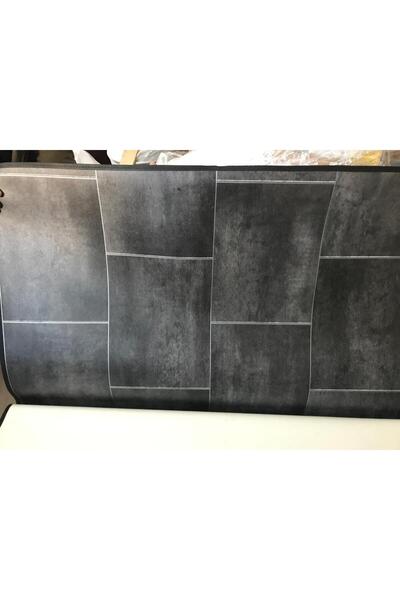 NET Desenli Pvc Zemin Kaplama En:100cm Boy:120cm Etrafı Dikili Muşamba Siyah Desen