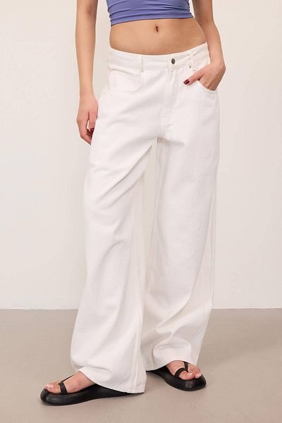Addax Regular Waist Wide Leg Jean Trousers Pn5242-Pnf