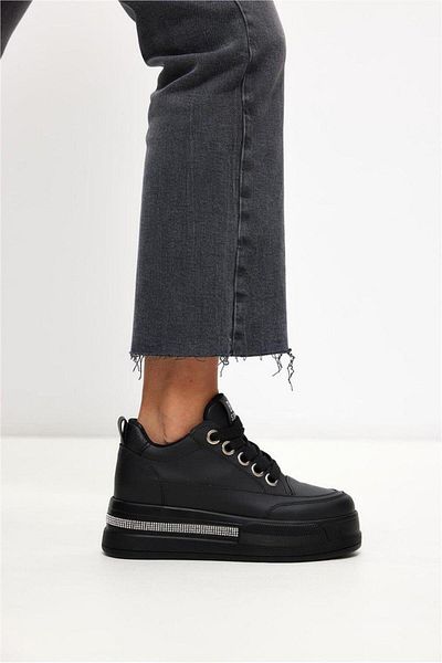 diclepolat Black Stone - Thick Sole Lace-Up Women's Sneakers Lola