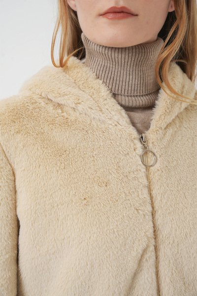 Bigdart 5091 Παλτό με κουκούλα με γούνα - μπισκότο