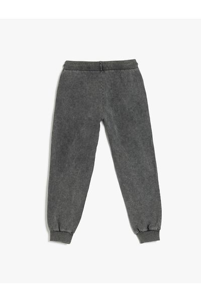 Koton Βαμβακερό πλυμένο Basic Sweatpants με κορδόνια στη μέση