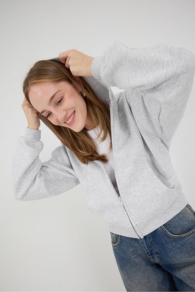 Addax Zippered Raised Sweatshirt - H1599-E8