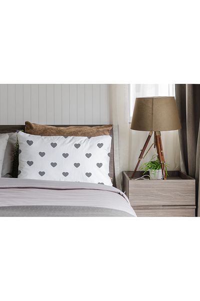 Pusula Home ΓΚΡΙ Μαξιλαροθήκη καρδιάς