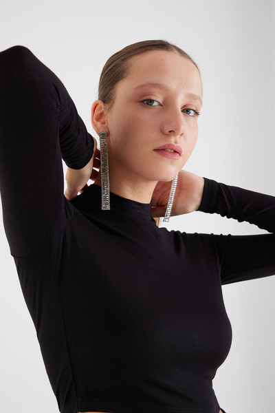 Addax Bluză cu mânecă lungă cu guler ridicat B1276-u4