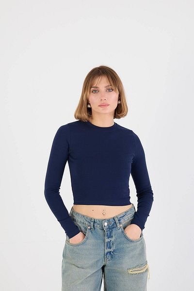 Addax Crew Neck Basic Crop Blouse B15385-W8