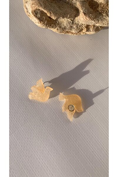 MISS GOLDEN Bright Orange Pigeon Figure - Epoxy Earrings with Gold Accessories Gift