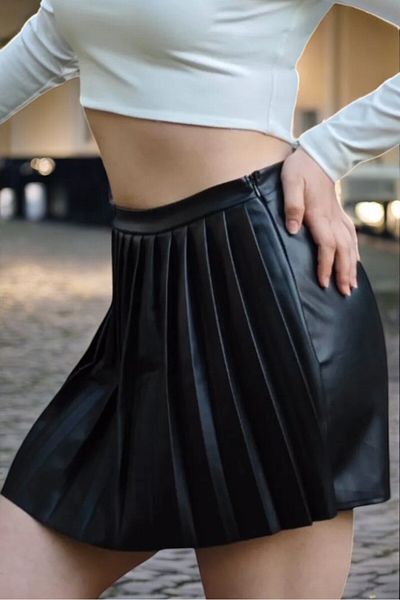yagmurberen FUSTA MINI SHORT PLISATĂ CU TALIE ÎNALTĂ