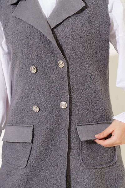 VOLT CLOTHİNG Double Breasted Collar Boucle Vest