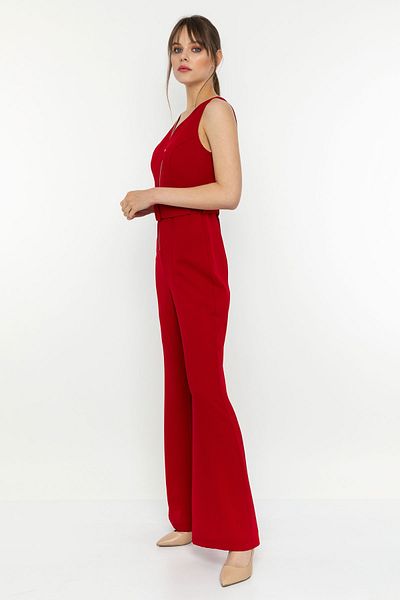 INVIDIA Zipper Detailed Belted Jumpsuit