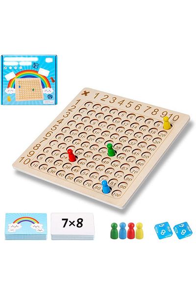 AWH Montessori Multiplication Board, Wooden Counting Toy, Fun Calculation Game for Children