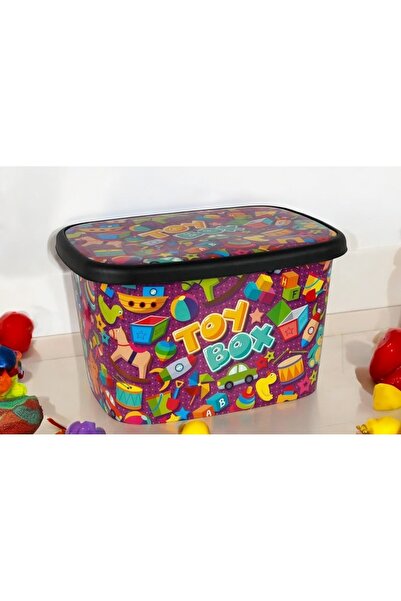 biedda 50 Litre 1 Adet Toy Box Mega Boy Plastik Çok Amaçlı Desenli Oyuncak Saklama Kabı ve Düzenleme Kutusu
