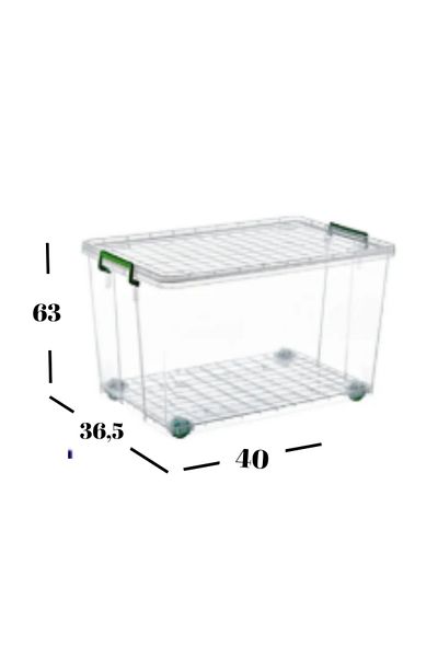 Loremp 75 Liter Transparent Storage Box with Wheels - 3 Pieces Kitchen/Bathroom Multi-Purpose