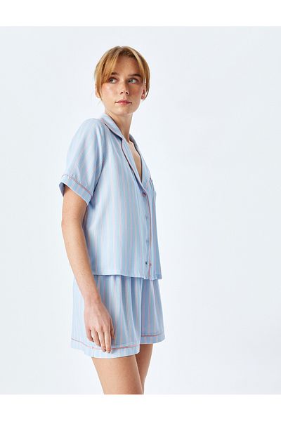 Koton Pantaloni scurți în dungi Viscose Slim Fit Pantaloni de pijama