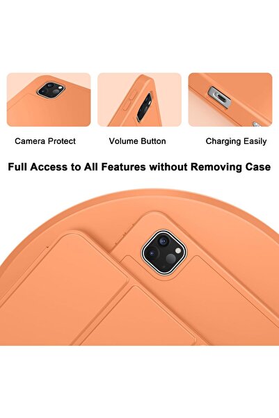 AWH New iPad Pro 13 Inch Case M4 (2024 Model, 7th Gen.) with Pencil Holder, Support Touch ID, Orange