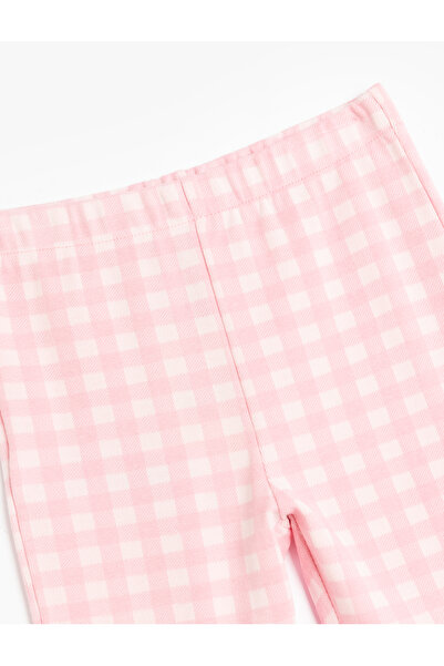 Koton Ekose Desenli Beli Lastikli İspanyol Paça Pantolon