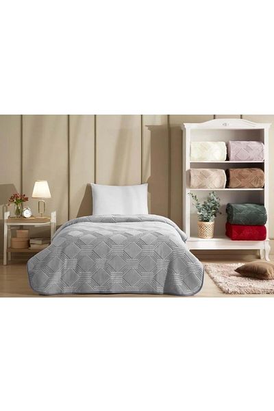 Özdilek Art Deco Gray Trendy Embos Personality Blanket - 155X220