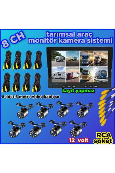 Twogo TARIMSAL ARAÇLARA 10'' MONİTÖR VE 8 ADET BEYAZ LEDLİ KELEBEK KAMERA SET...