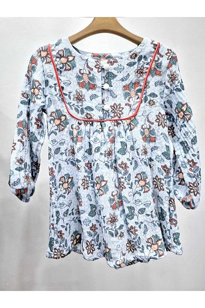 Necix's Tude Kids Baby Girl Ethnic Patterned Muslin Dress