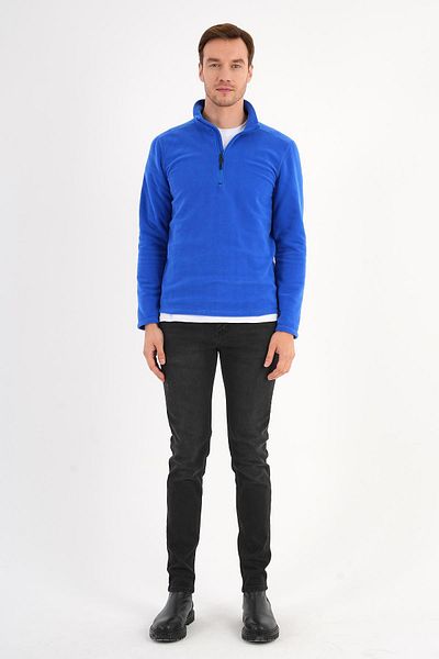 Deri Company Μπλε φούτερ Fleece Ανδρικός γιακάς