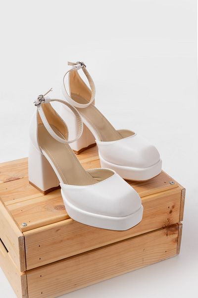 DURUNUN BUTİĞİ Kiss White Platform Heeled Wedding Dress, Wedding, Engagement Daily Use Shoes