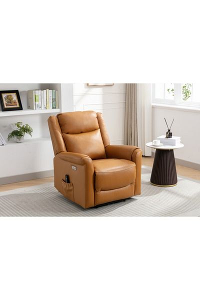 micasa Modern Design Top Grain Leather Power Recliner Chair with USB