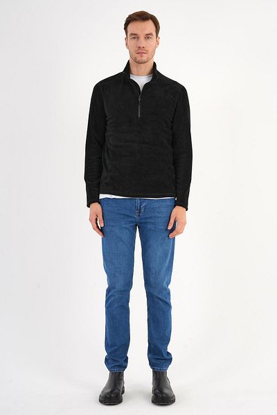 Deri Company Μαύρο φούτερ Fleece Ανδρικός γιακάς