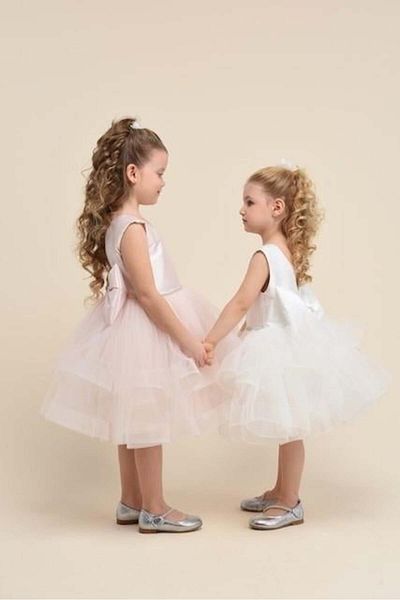 BUTİKHAPPYKİDS Girls' Powder Skirts Grainy Evening Dress 4-8 Years