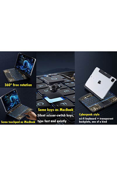 UnDePlus iPad Air 11Inch M2/M3 Air 4/5Th Generation 10.9 Compatible Wireless Rotatable Keyboard Case Keyboard