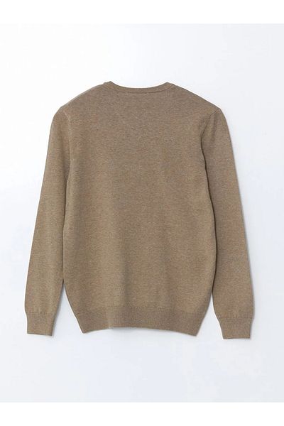 LC Waikiki Lcwaikiki Classic Beige V-Neck Long Sleeve Men's Knitwear Sweater