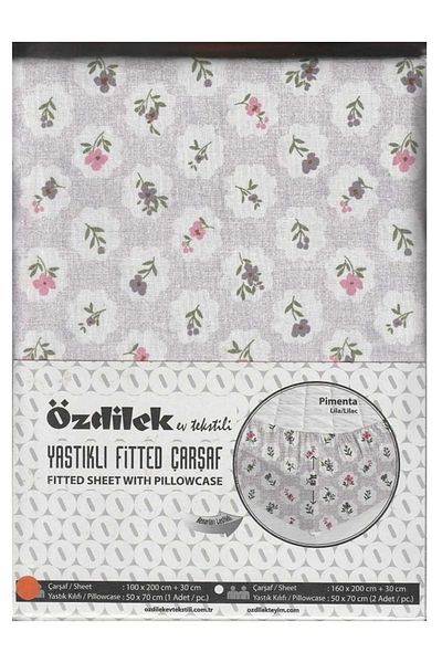 Özdilek Fitted Elastic Single Bed Sheet Set (100X200)-Pimenta Lilac