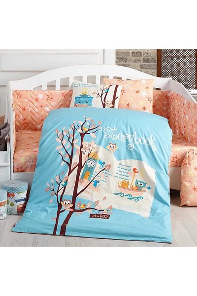Hobby Dream Clock Blue Poplin Baby Bedding Set