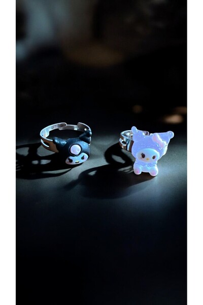 GLANZEND 1 adet Kuromi Çelik Çocuk yüzüğü