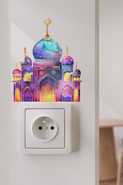 MSticker Autocolant pentru priză Ramadan Autocolant decorativ pentru priză Autocolant pentru perete din sticlă