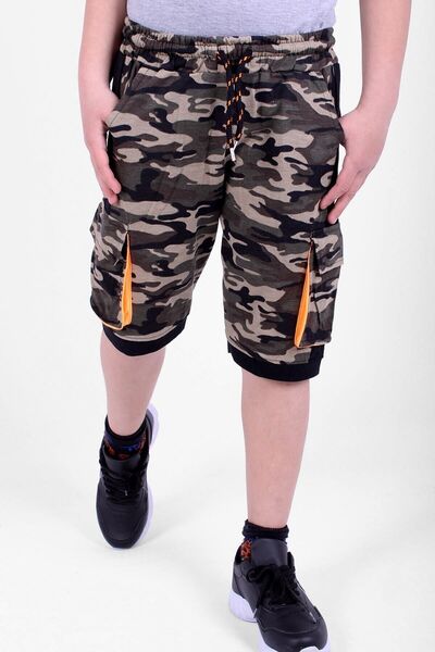 FYK KİDS Boy's Camouflage Cargo Pocket Capri