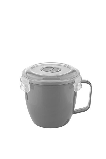 HOLLYHOME كوب تسخين لحساء الميكروويف سعة 0.62 لتر مع غطاء - 13.5x11x11.5 سم