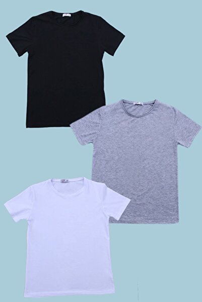 FYK KİDS Παιδικό μπλουζάκι Unisex 3 τεμαχίων απλό μοντέλο με διαφορετικές επι...